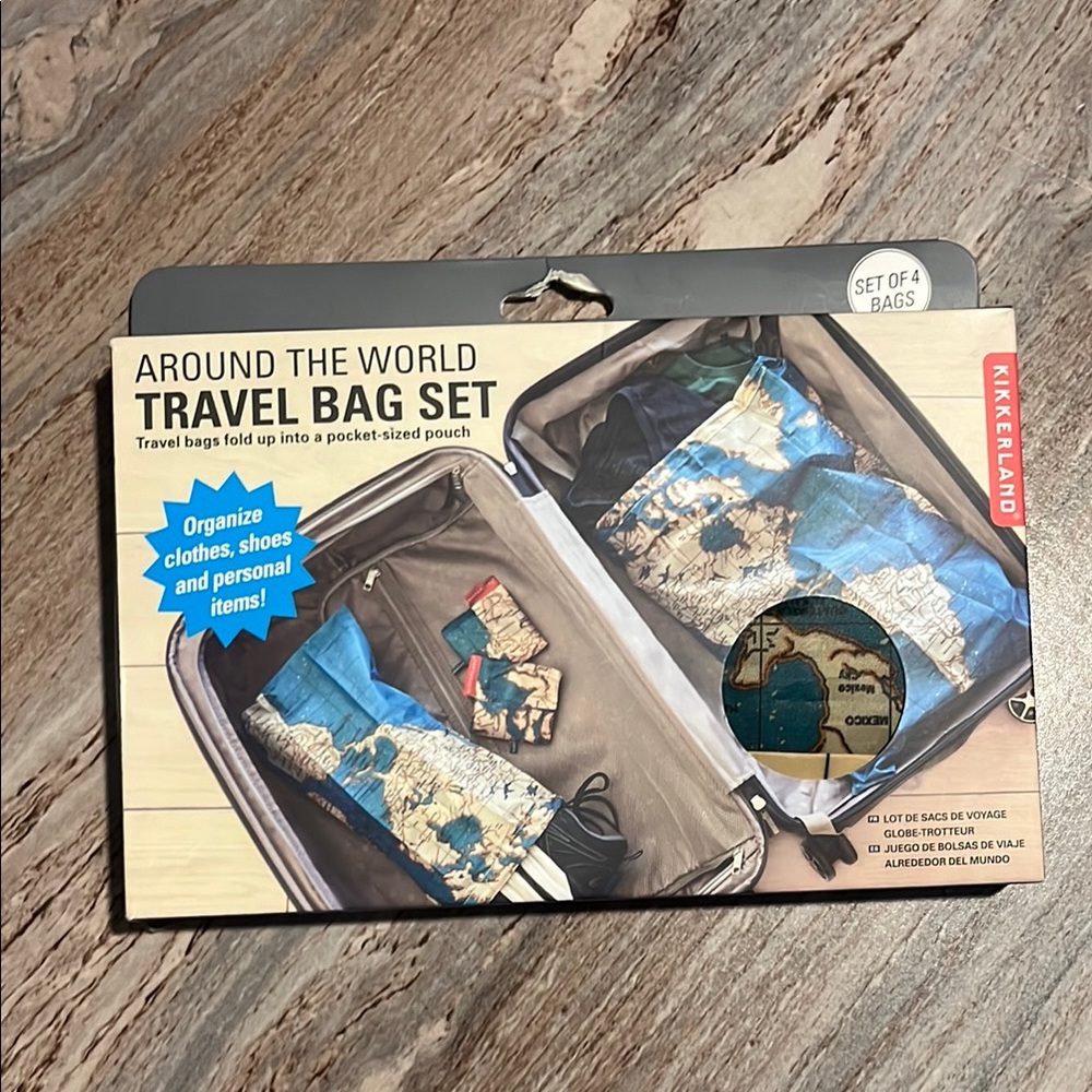 NWT Kikkerland Around The World Travel Bags, Set of 4